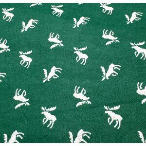 1/2 yard x 44" Green Cotton Fabric with White Moose Flannel Print by Camelot Des